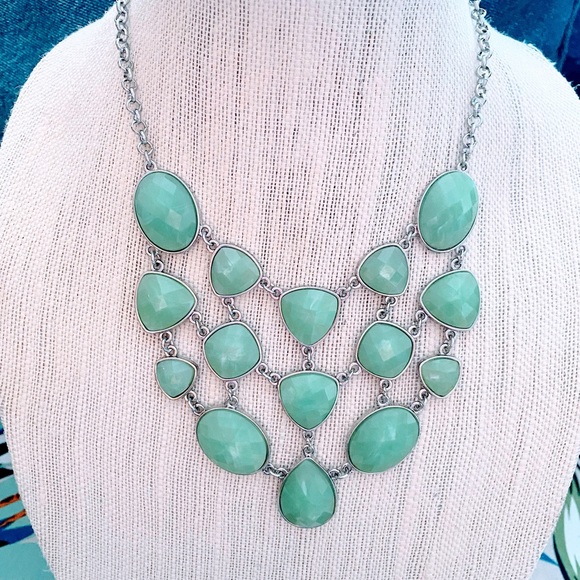 Charming Charlie beautiful aqua multi stone necklace - Picture 2 of 3